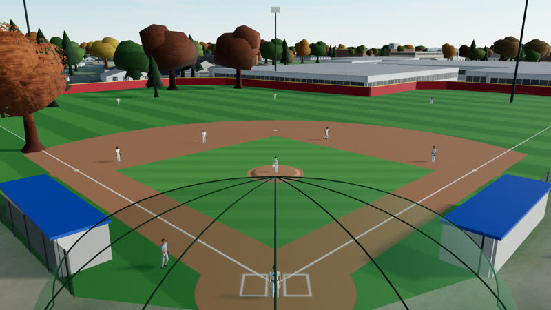 Baseball game on a town ballfield